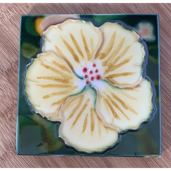 Tile Craft Other - Yellow Hibiscus Flower 4x4 Decorative Ceramic Wall Art Tile New Backsplash Gift
